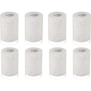8 Pack White Linen Frosted Glass Lamp Shade Covers, 5.9in Height, 3.9in Diameter, 1.65in Fitter, Cylinder Light Fixture Lampshade, Glass Shade Replacement Globe for Chandelier Wall Sconce