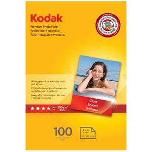 Kodak Premium Photo Paper, 8.5 mil, Glossy, 4 x 6, 100 Sheets/Pack KOD1034388