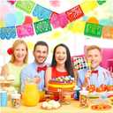 4 Packs Mexican Party Banner 60 Feet Fiesta Plastic Papel Picado Banner Cinco de Mayo Dia De Los Muertos Decor Day of the Dead Decorations Mexican Fiesta Themed Party Decorations Supplies