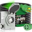 30 Amp Generator Cord 40FT and Power Inlet Box, Pre-Drilled 30 Amp Generator Inlet Box with Cord, NEMA L14-30P to L14-30R Generator Cord Waterproof Combo Kit, ETL Listed