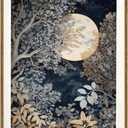 YBYNICE William Morris Wall Art Vintage Moon and Forest Exhibition Posters Fine Art Gallery Pictures Print Botanical Painting with Wooden Frame for Living Room Bedroom Office Decor 16x24Inchs