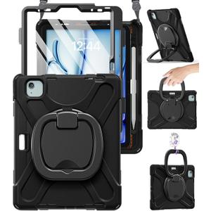 BRAECN for iPad Air 11 Inch Case M4 2026/M3 2025/M2 2024, iPad Air 10.9" 5th/4th Gen, iPad Pro 11 4th/3rd/2nd/1st Kids Cover with Screen Protector, Pencil Holder, Shoulder Strap, Handle & Kickstand