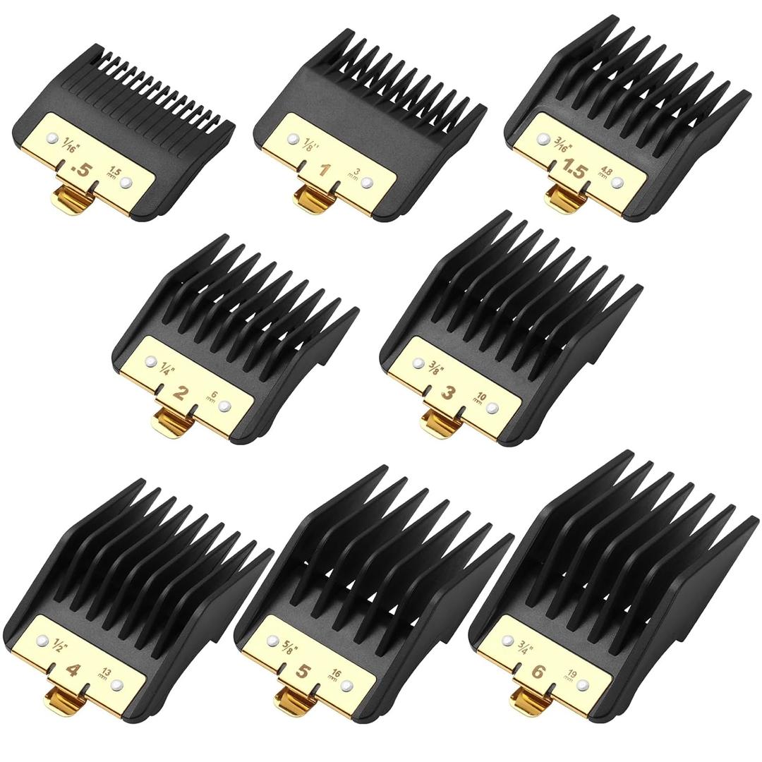 8 Pack Premium Clipper Guards Fit for BaBylissPRO Barberology FX870, FX890, FX825, and FX673 Clippers, Replacement Guards with Metal Clip - From 1/16-3/4 inch Snap on Comb Set for Babyliss Clippers