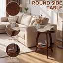 Delywh Retro Mid-Century Modern Round Wood End Table, Solid Wood Side Table with Lower Shelf, Smalls Side Table, Small Accent Table for Small Spaces, Living Room, Bedroom & Nightstand