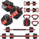 Adjustable Dumbbells, 44/66/88Lbs Free Weight Set with Connector, 4 In1 Weight Dumbbell Set Used As Kettlebells, Barbell, Push Up Stand, Fitness Exercise for Home Gym Suitable Men/Women (Black Red)