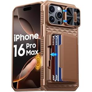 Vizvera for iPhone 16 Pro Max Case Wallet RFID [Cards Holder][Camera Control][Camera Cover] Full Body Rugged Shockproof Silicone Protective Phone Case for iPhone 16 Pro Max 6.9"(Desert Gold)