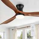 Fanbulous 52 Inch Ceiling Fans with Lights and Remote, 3 Blades Flush Mount Low Profile Ceiling fan, Efficient 3475 CFM, Safe ABS, Timer, Quiet 35dB, 3CCT, Reversible for Bedroom Living Room, Walnut