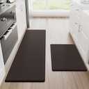StepRite Kitchen Mats, 2PCS Kitchen Rugs, Cushioned Anti Fatigue Kitchen Mats for Floor, Non-Slip Standing Desk Mat, Waterproof Kitchen Rug Set for Floor, Office, 17.3"x30"+17.3"x47", Chocolate Brown 
