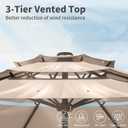 9FT 3 Tiers Patio Umbrella With Auto Tilt And Crank, Outdoor Table Market Umbrella with 8 Sturdy Ribs for Garden, Lawn, Deck, Backyard and Pool