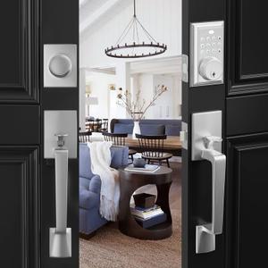 NeuType Keypad Deadbolt Electronic Keyless Double Door Lock Set with Handle, Door Handle, Auto Lock, 1-Touch Locking, 50 User Codes, Easy to Install, Satin Nickel