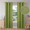 BGment Curtains 84 Inches Long for Living Room, Flax Linen Curtains Burlap Textured Thick Light Filtering Privacy Grommet Window Curtain Drapes for Bedroom, 2 Panels, 42 x 84 Inch, Olive Green