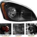 Headlights Assembly Fit For 2008-2016 Freightliner Cascadia,Black Housing Headlamps,Left and Right Pair Set, Including Halogen bulbs | Sunhua Left and Right side headlights assembly Fit for 2008-2016 Freightliner Cascadia