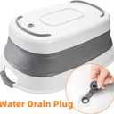Coloch Collapsible Pet Bathtub with Water Drain Plug, Plastic Dog Bath Tub with Handle Portable Puppy Bathing Tub Space Saving Laundry Basket for Puppy, Small Dog, Cat, BPA Free, Grey
