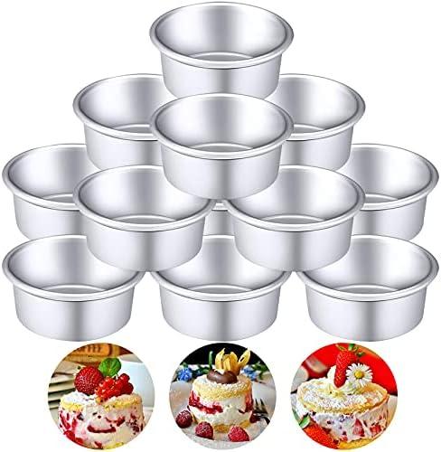 Nuenen 10 Pcs Round Cake Pans Aluminum Round Mold Smash Cake Baking Cheesecake Pans for Home Party Baking Supplies (4 Inch)