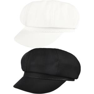 2 Pcs Cotton Newsboy Cap Newsboy Hats Baker Boy Hats Adjustable Cabbie Cap for Women (One Size, Color Style 1)