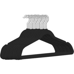 TIMMY Premium Velvet Hangers - Space-Saving Non-Slip Heavy-Duty Black Hangers for Coats, Suits and Sweaters-Closet Organizer-Pack of 50 (17.7inch)