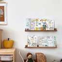 AZSKY Floating Nursery Book Shelves Light Fair Pale Walnut Rustic Picture Photo Ledge Shelves Wall Mounted Wooden Display Shelf for Bathroom Bedroom Kitchen 24 Inch Wall Shelves a Set of 2