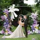 Wokceer Wedding Arch Backdrop Stand Square 7.2 x 7.2 FT White Metal Backdrop Stand Balloon Arch Frame for Wedding Birthday Party Garden Arbor Anniversary Event Decor