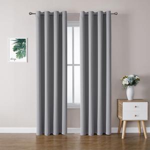 ChrisDowa Blackout Curtains 90 Inches Long 2 Panels Set for Living Room, Grommet Thermal Insulated Room Darkening Curtains for Bedroom (Light Grey, 52 x 90 Inch)