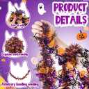 33ft Halloween Tinsel Garland Decor with Funny Pumpkin Black Spider Purple Bats Metallic Twist Garland Wire Hanging Decorations for Home Tree Fireplace Mantle Indoor Outdoor Party