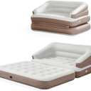 Full Size Air Mattress for Inflatable-Portable Blow Up Mattress Sofa Bed with Flocked top-Double Air Couch for Tent Camping/Car Travel Backpacking/Family Leisure(Pebble Brown)