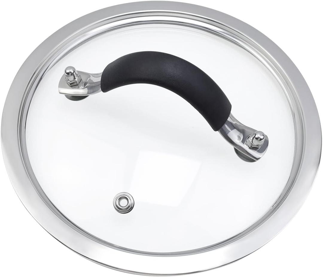 HEVSTIL 6.5 Inch Tempered Glass Lid with Silicone Stainless Steel Handle, Vented Skillet Cover for Frying Pan, Lodge Cast Iron Skillet