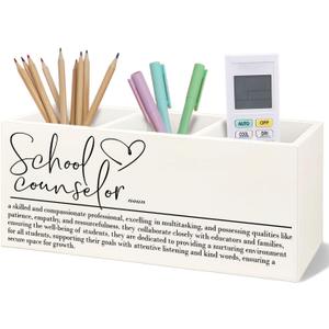 School Counselor Gifts Wooden Pen Pencil Holder for Desk, Appreciation Gifts for School Counselor Wood Makeup Brush Toothbrush Holder Organizer for Guidance Counseling Office