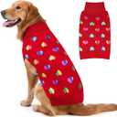 KYEESE Valentines Dog Sweater, Soft Large Dog Sweater with Heart Sequined Printing, Turtleneck Pet Sweaters for Large Dogs, Comfy Pet Sweaters Medium Size Dogs, Warm Pets Clothes with Leash Hole, 2XL (2XL (35-60lbs))