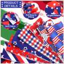 40 Pcs Patriotic Quilting Fabric Roll 2.6 x 40'' Memorial Day American Flag Precut Strips for Quilting 4th of July Red Blue White Retro Roll up Patchwork Fabric for Patriotism Sewing DIY Craft Decor