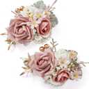 Serwalin    Wrist Corsage for Wedding, -  Corsages for Bridesmaid Mother Grandmother, Artificial Flowers for Prom Ceremony Anniversary Cake Topper(Pink)