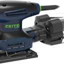 ZEITE 2.4 Amp 1/4 Sheet Sander with 12Pcs Sandpapers, Electric Palm Sander for Woodworking, 10 Ft Cord, 14000 OPM, Vacuum Attachment, Cyclonic Dust Box for Wood Polishing Sanding