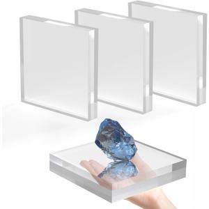SAMYUCHO Acrylic Base Stand 4 Pack 5 X 5 X 1 Inch Acrylic Blocks for Display Trophy Base Clear Square Cube Riser Display Cylinder Pedestal Stands for Collectibles Jewelry Props Food Display