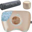 Piercing Pillow - Ear Piercing Pillow With Foam Plug, Adjust Shredded Memory Foam Picrcing Pillow For Side Sleepers, Donut Piliow For Ear With 4.5x4.5''Hole, Ergonomic Curved Design, Satin Champagne