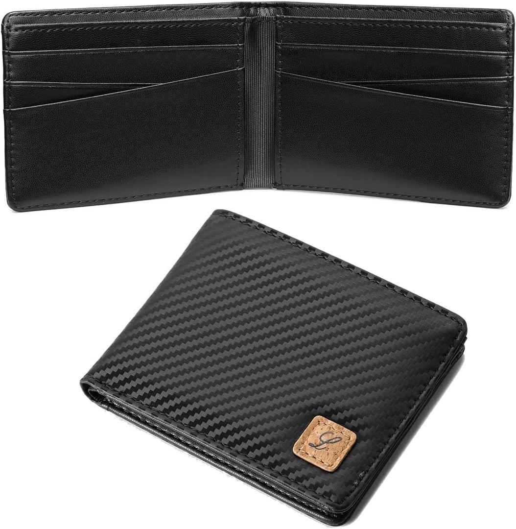 Lanyani RFID Wallets Bifold Simple (A-Carbon Fiber Black)