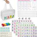 Mini Mahjong Set,American Mahjong Game Set,Complete Mahjong Tile Set with 166 White Tiles (1.2’’),4 Tile rulers,4 dice,1 Bag,100 Chips,5 Instruction Manuals,Mahjong Game Gift for Enthusiasts
