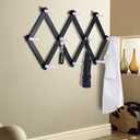 Dseap Expandable Coat Rack (Larger Version) - 24” High, Anti-Slip, Ultra Heavy Duty Wooden Accordian Wall Hanger with 10 Study Peg Hooks for Clothing Hats Jackets Bags, White & Natural