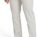 Izod Men's Liberty Flex 5 Pocket Straight Fit Stretch Waist Knit Denim Pants, Stone, 32W x 30L