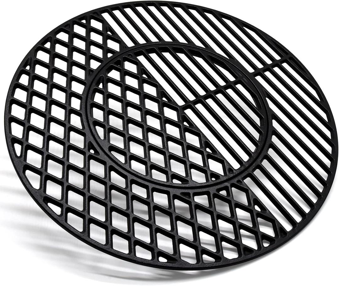 21.5 Inch 8835 Cast Iron Grill Cooking Grates Replacement for 22.5" Weber Master-Touch, 22.5" Charcoal Smoker, Weber 22 Inch Kettle, Premium 22 Inch Charcoal Grill, 22" Weber Performer Premium