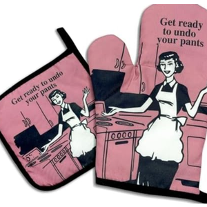 DLTRXMY, Get Ready to Undo Your Pants, Funny Oven Mitts and Pot Holders, Silicone Non-Slip Oven Mitts, Housewarming Gift Ideas, Cooking Baking BBQ Gifts 2 Pack