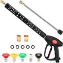Pressure Washer Gun Kit with 2 Pressure Washer Wands, 5 Nozzle Tips, Swivel 3/8" Plug & M22 Fitting, 38 Inch, 4000 PSI