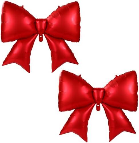 2pcs Large Bow Balloons, Bow Themed Party Decorations Elegant Coquette Balloons for Coquette Birthday Wedding Engagement Party Decoration (Red)