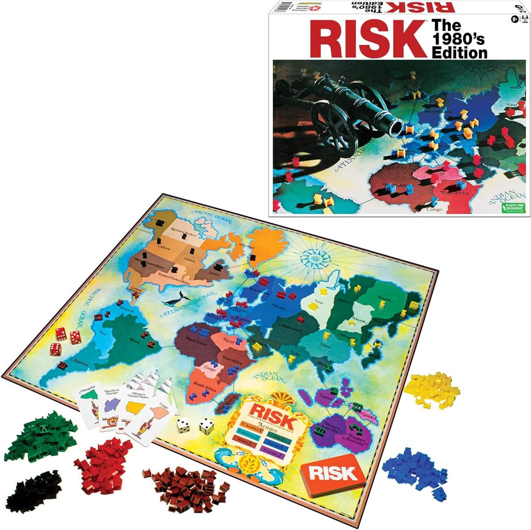 Risk The 1980's Edition with Original 1980's Artwork and Components by Winning Moves Games USA, Strategy Board Game of World Domination for 2 to 6 Players, Ages 8+