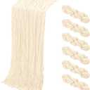6 Pack Ivory Cheesecloth Table Runner, 17 x 108 Inch, Gauze Cheese Cloth Table Runner Rustic Sheer Runner for Wedding Birthday Party Baby Shower Table Decor(Ivory)