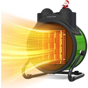 Buyplus Outdoor Heaters for Patio - 1500W Portable Garage Heater with 90Adjustable Angle, Overheat Protection & 2S Fast Heating, Electric Space Heater for Patio, Garage, Bedroom, Office (Green)