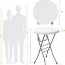 Pureegg Round Cocktail Table - High Top Bar Table (28" Diameter x 43.3" Height) with X-Shaped Support Frame, Foldable & Portable for Parties, Weddings, Events & Home Use, White - 1PCS