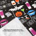 Newbridge Halloween Party Ghosts and Bats 52 x 70 Inch Rectangle Vinyl Tablecloth with Flannel Backing, Spooky Black Ghost and Bat Print, Easy Care Wipe Clean Table Cover