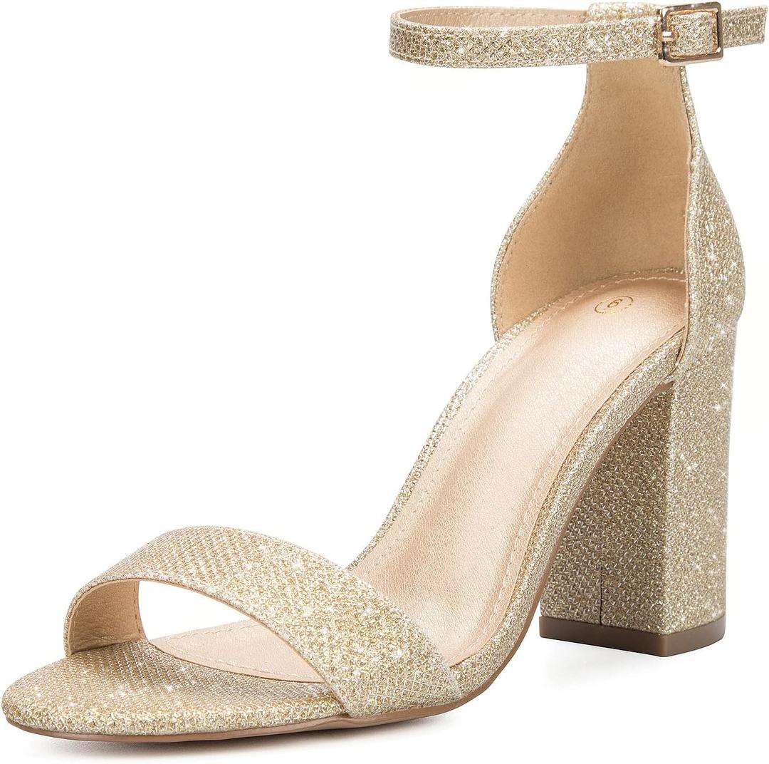 COASIS Women's Chunky Block Heels Open Toe Ankle Strap 3.5 Inch Heeled Sandals, 7