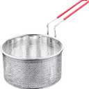 EKDJKK Stainless Steel Deep Frying Basket with Long Handle, Fried Food Filter Basket, Pasta Strainer Colander for Home Restaurant (7.09 inch) (18cm)