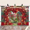 Red Rose Flowers Backdrop Sweet Floral Heart Light Photography Background for Valentines Day Wedding Anniversary Mother's Day Party Decorations Banner (8x6FT240x180cm)