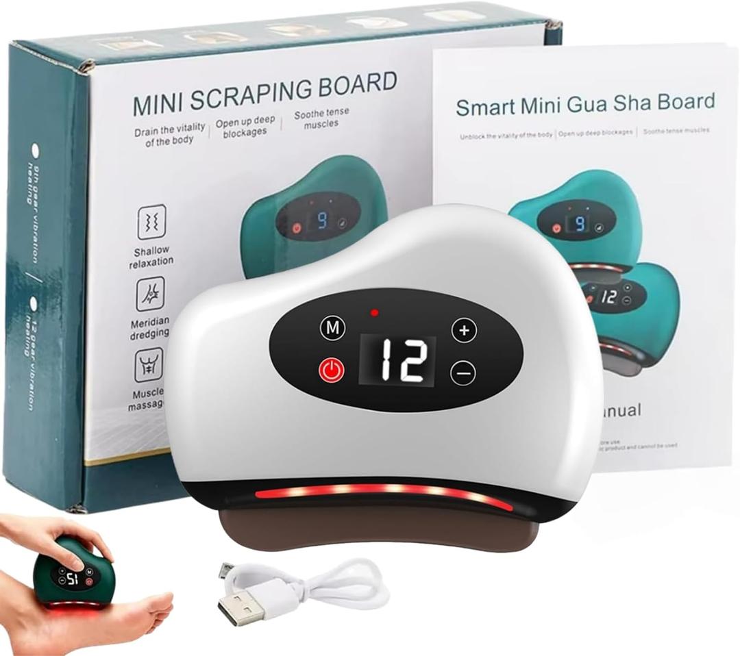 Thermaedge Plantar Fasciitis, ThermaEdge Foot Scraper, 12 Massage Levels and 12 Heat Levels, Red Light Heated Gua Sha Device for Plantar Fasciitis, 4-in-1 Vibration Device for Muscle Care(White)